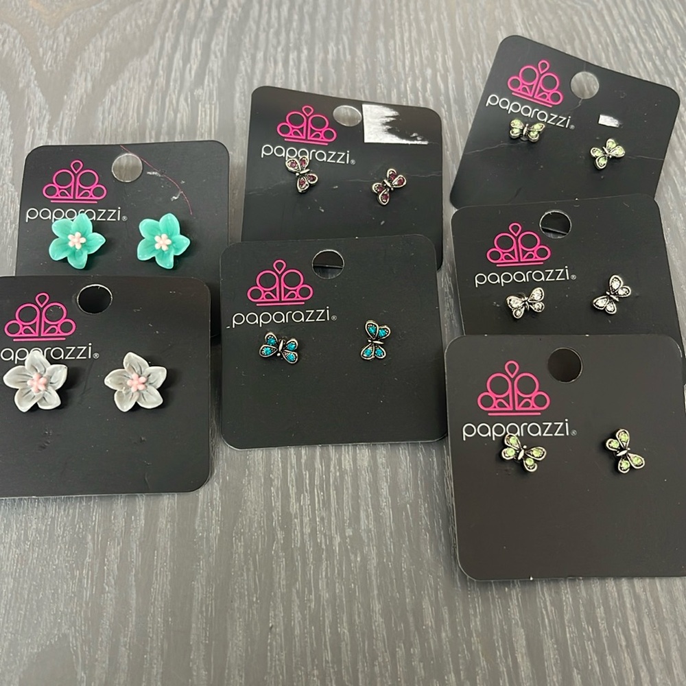 PAPARAZZI flower and butterfly earring sets